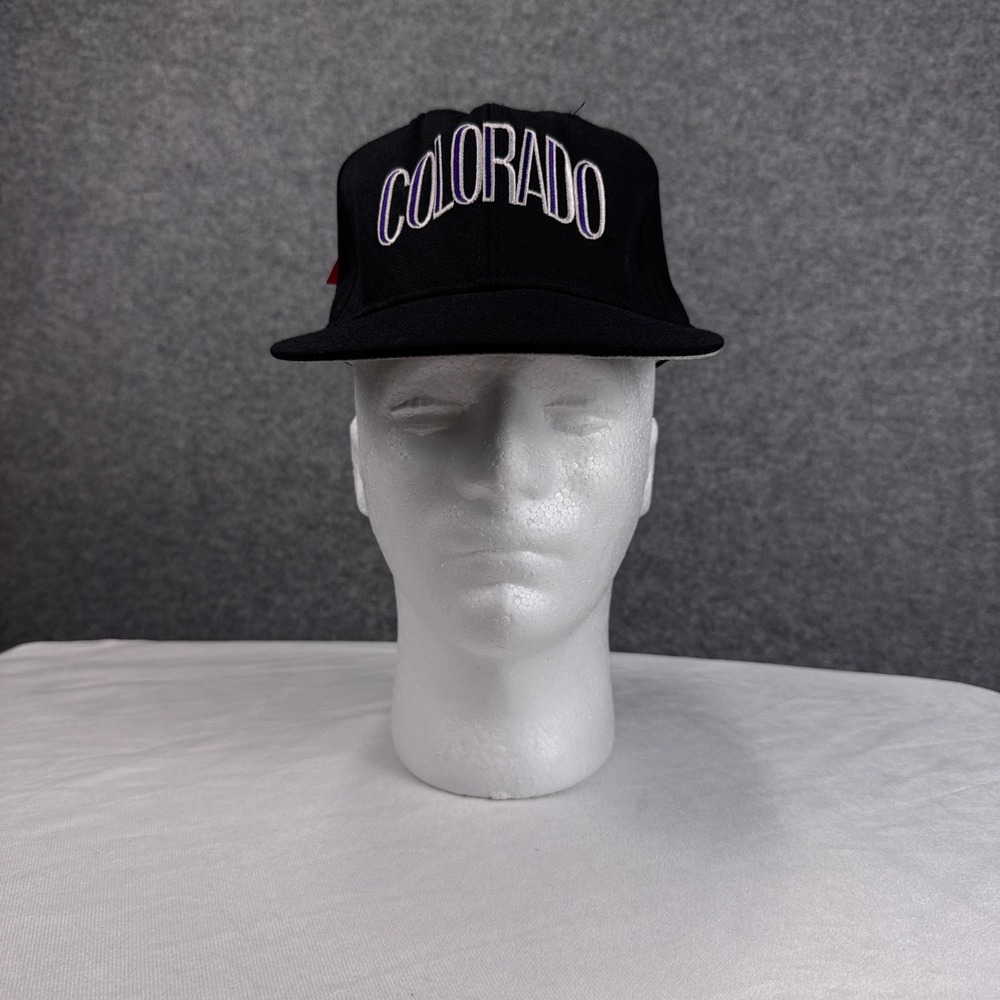 Pro-Line Colorado Rockies Hat Vintage 90s MLB Fitted Size 7 Black Deadstock USA
